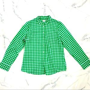 JCrew Green Gingham Blouse